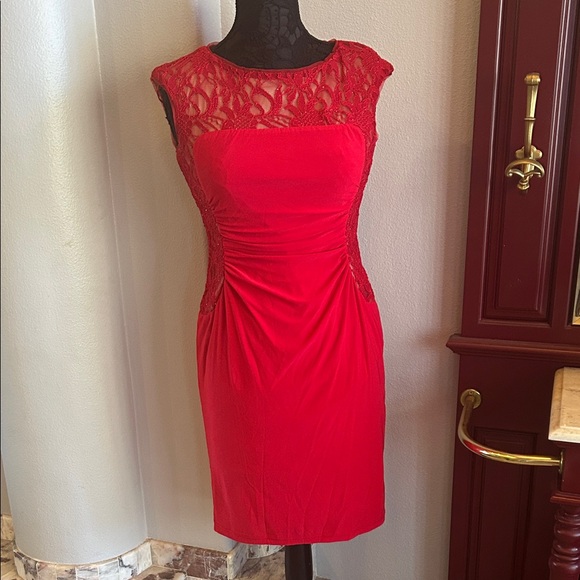 R&M Richards Dresses & Skirts - R&M Richards Red Lace Mini Dress